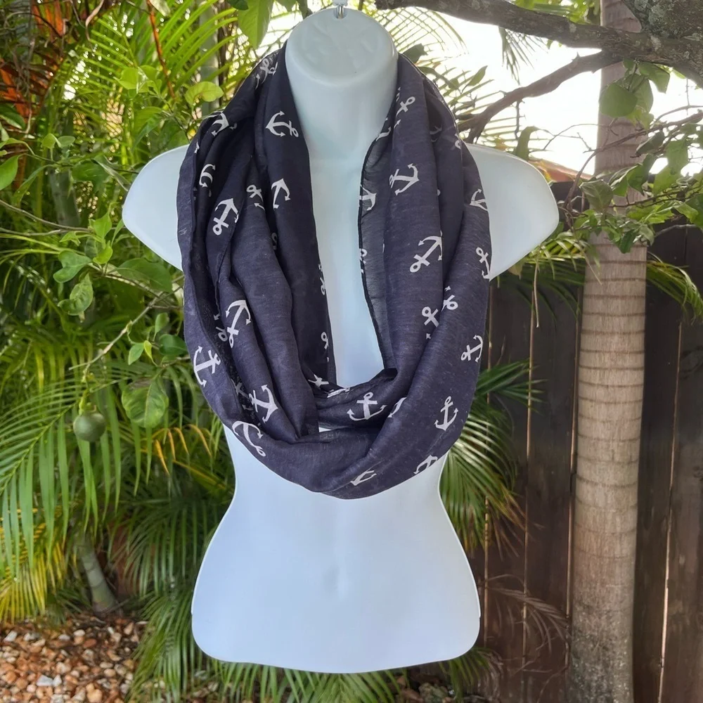 INFINITY SCARVES Heart & Anchor Print x2